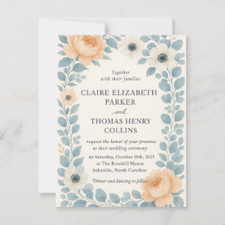 Cartão Postal Vintage Floral Convocação De Casamento De Dois Lad