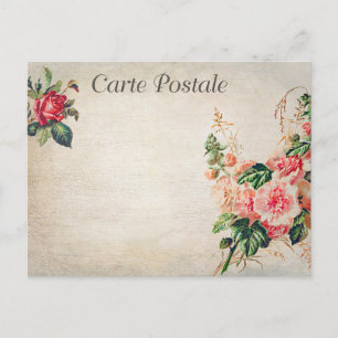 Cartão Postal Vintage Floral Flowers Rosa Blossomo