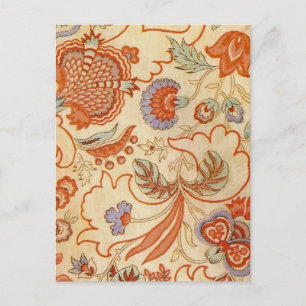 Cartão Postal Vintage Floral Francês Chintz Antiquado Terracota