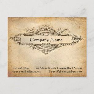 Cartão Postal Vintage Floral Medallion Aged Paper