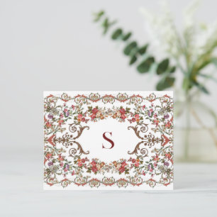 Cartão Postal Vintage Floral Scrols
