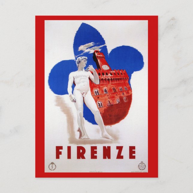 Cartão Postal Vintage Florence 1930 - viagem italiano (Frente)