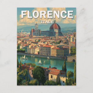 Cartão Postal Vintage Florence Itália Skyline Viagem