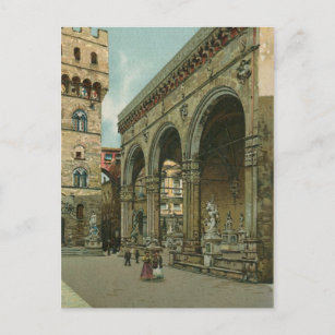 Cartão Postal Vintage Florence watercolor Loggia dei Lanzi