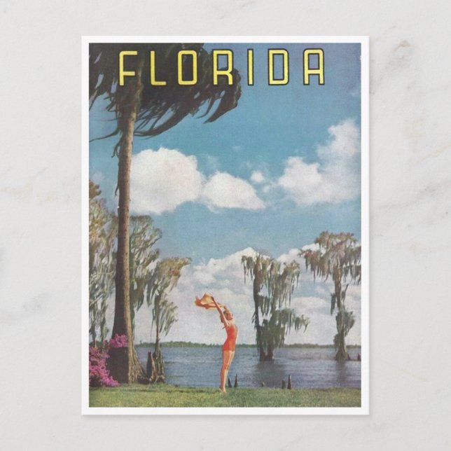 Cartão Postal Vintage Florida Advertising Woman (Frente)
