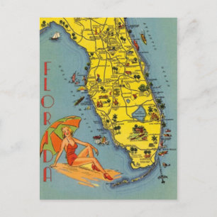 Cartão Postal Vintage Florida, EUA -