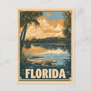 Cartão Postal Vintage Florida Everglades Alligator Viagem