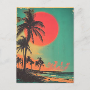 Cartão postal Vintage Florida Palm Tree Beach