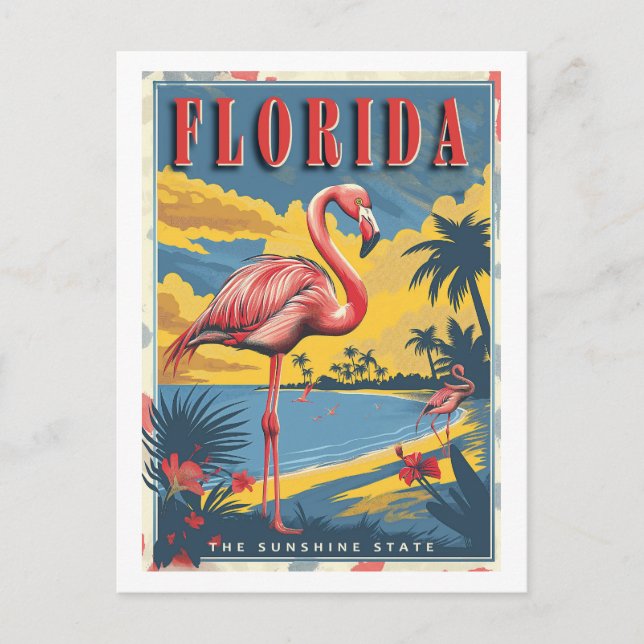 Cartão Postal Vintage Florida Paradise (Frente)