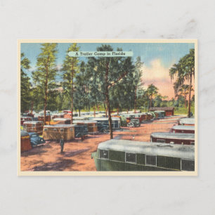 Cartão Postal Vintage Florida Trailer Camp RV Park
