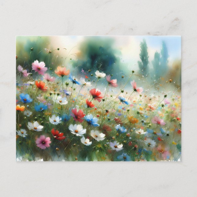 Cartão Postal Vintage  Flowers Field Nature Scene (Frente)