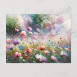 Cartão Postal Vintage  Flowers Field Nature Scene