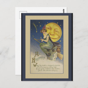 Cartão postal Vintage Flying Witeen Halloween