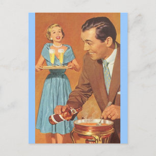 Cartão postal Vintage Fondue Partido Festivo Casa 