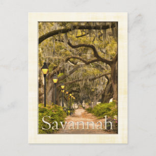 Cartão Postal Vintage Forsyth Park - Savannah, GA