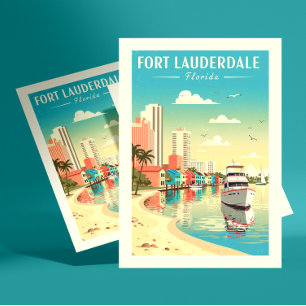 Cartão Postal Vintage Fort Lauderdale Florida
