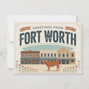 Cartão postal Vintage Fort Worth   Saudações