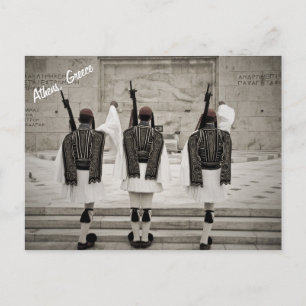 Cartão Postal Vintage foto da guarda de honra, Atenas, Grécia