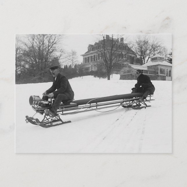Cartão Postal Vintage Foto de Bobsled (Frente)