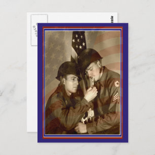 Cartão Postal Vintage Foto Militar Obrigado Veteranos Cartão-Pos
