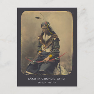 Cartão Postal Vintage Foto Native American Lakota Chefe Indiano