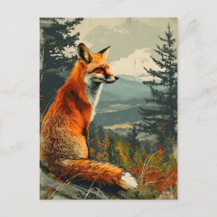 Cartão Postal Vintage Fox: Charme da Vida Selvagem do Eterno