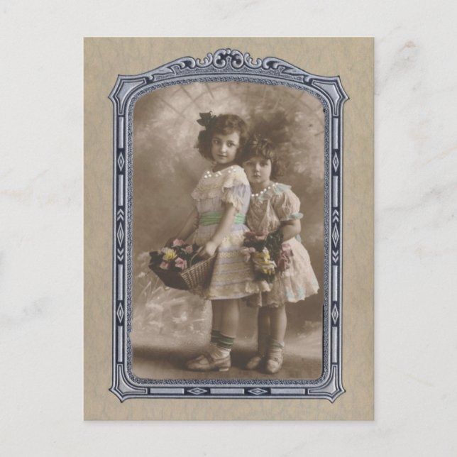 Cartão Postal Vintage Frame Adorable Girls (Frente)