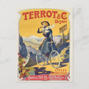 Cartão Postal Vintage França Anúncio de Viagem de ciclismo franc