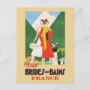 Cartão Postal Vintage France Brides Les Bains Alps Resort Viagem