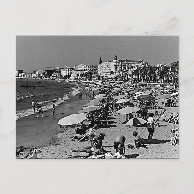 Cartão Postal Vintage France Cannes praia (Frente)