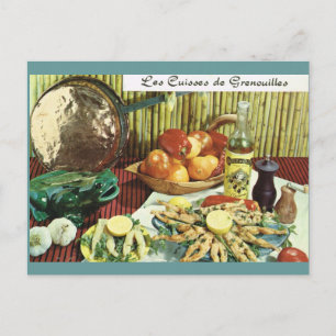 Cartão Postal Vintage France, comida, Les Cuisses de Grenouilles