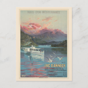 Cartão Postal Vintage France Lake Annecy Viagem francês