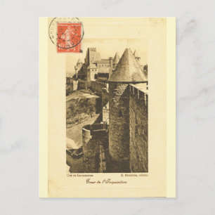 Cartão Postal Vintage France, Muros de Carcaone medieval