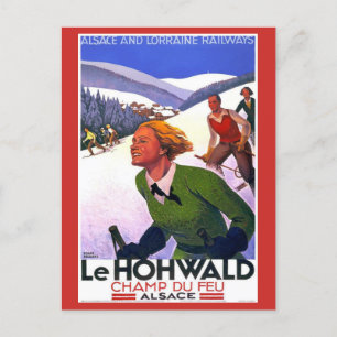Cartão Postal Vintage France Ski Alsace Lorraine Viagem ferroviá