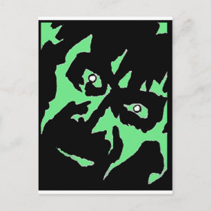 Cartão Postal Vintage Frankenstein Monster Green Black Retro