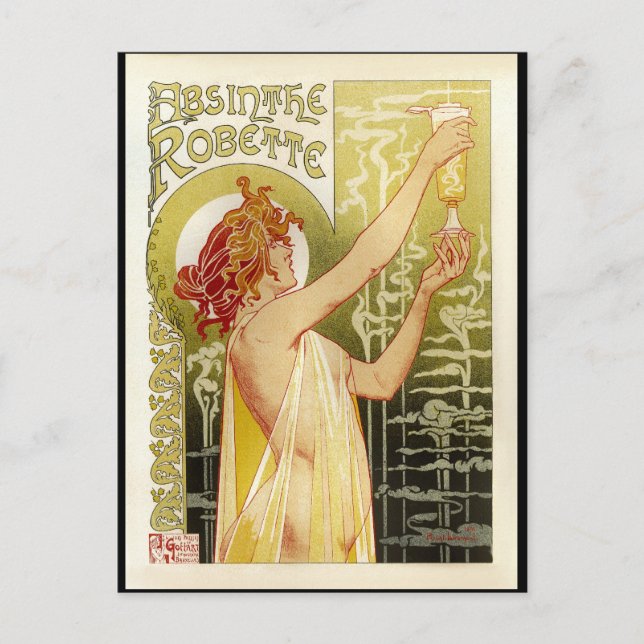 Cartão Postal Vintage French Absinthe Anúncio (Frente)