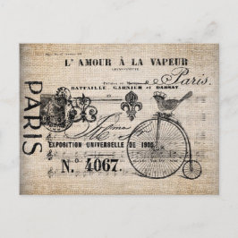 Cartão postal - Vintage French Bird Penny Farthing