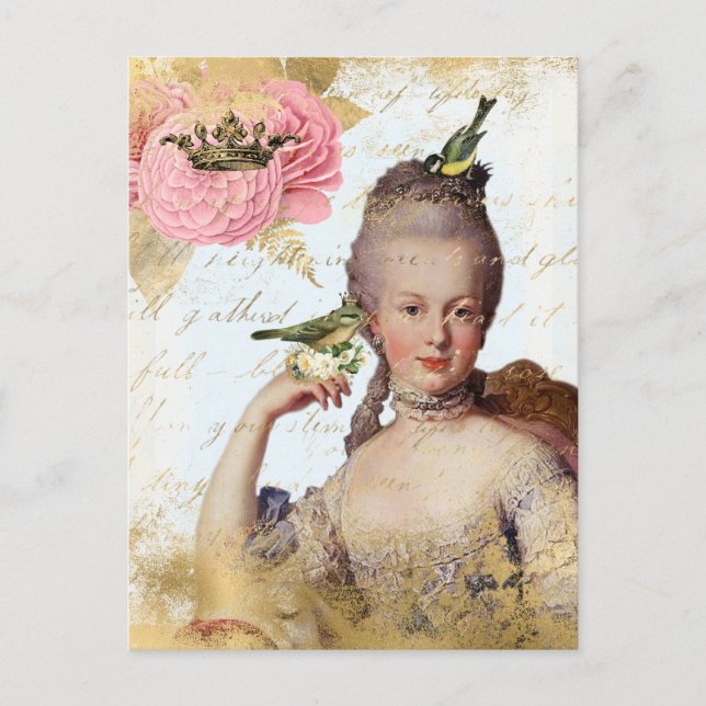 Cartão Postal Vintage French Marie Antoinette shabby (Frente)