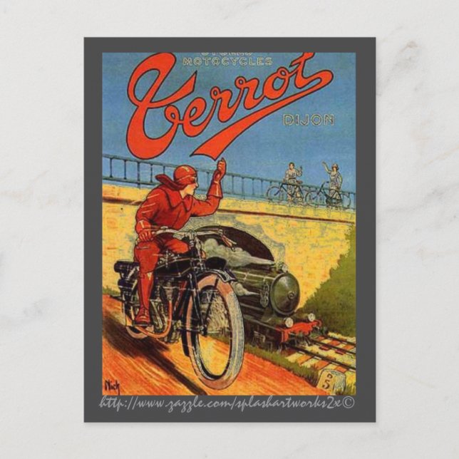 Cartão Postal "Vintage French Motorcycle Ad" (Frente)