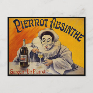 Cartão Postal Vintage French Pierrot Absinthe Advertisement