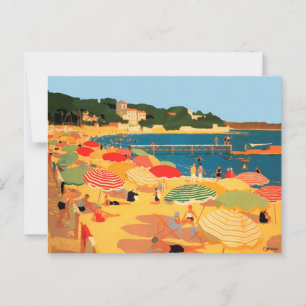 Cartão Postal Vintage French Riviera Beach