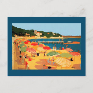 Cartão Postal Vintage French Riviera Beach France Viagem Art