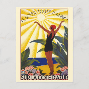 Cartão Postal Vintage French Riviera Cote d'Azur Viagem França