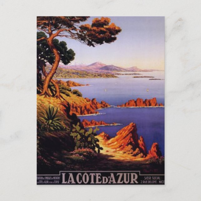 Cartão Postal Vintage French Riviera, França - (Frente)