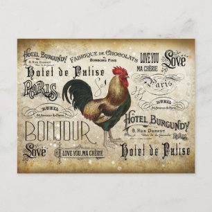 Cartão Postal Vintage French Rooster de Paris