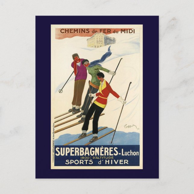 Cartão Postal Vintage French Ski (Frente)