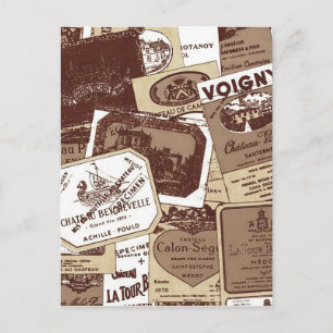 Cartão Postal Vintage French Wine Labels Wallpaper