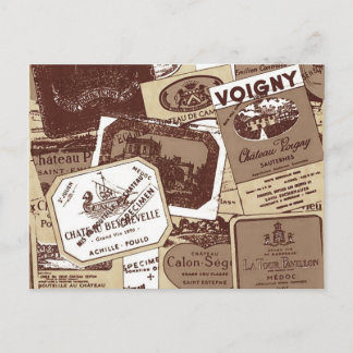 Cartão Postal Vintage French Wine Labels Wallpaper