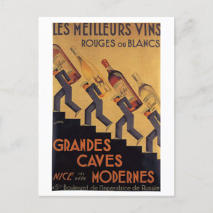 Cartão Postal Vintage French Wine Les Meilleurs Vins 