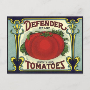 Cartão Postal Vintage Fruta Crate Label Art, Defender Tomates